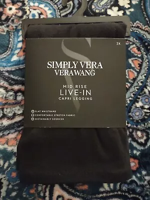 Simply Vera Wang Black Mid-Rise Live-In Capri Legging Sz 2X NWT • $13.99
