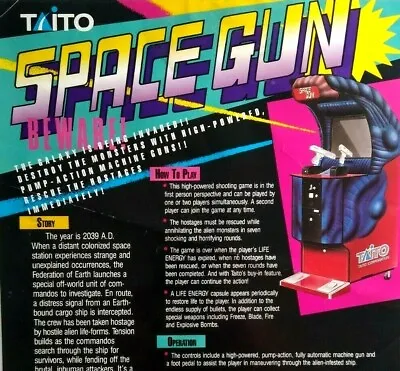Space Gun Arcade Flyer Art Print Original 1990 Video Game Aliens FAIR Vintage   • $17.85