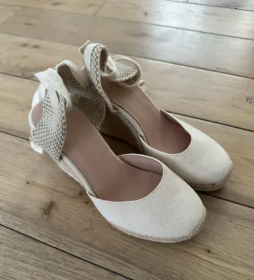 J.Crew Lace Up Open Back High Heel Espadrille Shoes Size 6 • $48.75