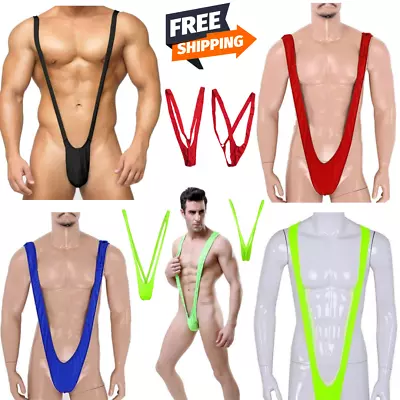 Men Sexy V-shaped Mankini Panties Thong Suspender One-piece Bodysuit Swimwear Uk • £3.67