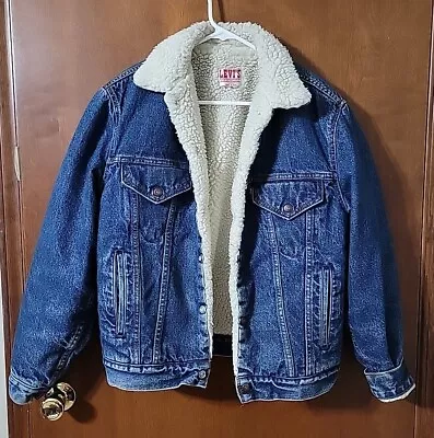 Vintage Levis Denim Jacket Mens 38R 80s Sherpa Lined Jean Trucker USA Made Vtg • $54.99