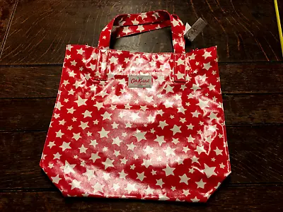 Cath Kidston Red White Shooting Star OilCloth Carry All Bag Tote Shopper BNWT • £30