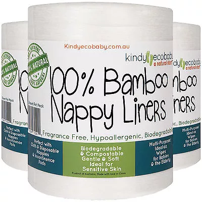 $55.99 • Buy 1000 Flushable Biodegradable Baby Bamboo Nappy Liner, Disposable 4rolls 