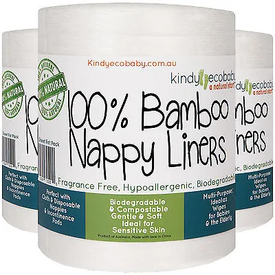 1000 Flushable Biodegradable Baby Bamboo Nappy Liner Disposable 4rolls  • $55.99