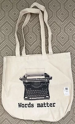 NEW Canvas Ivory Tote Bag ‘Words Matter’ Vintage Typewriter • $12.99