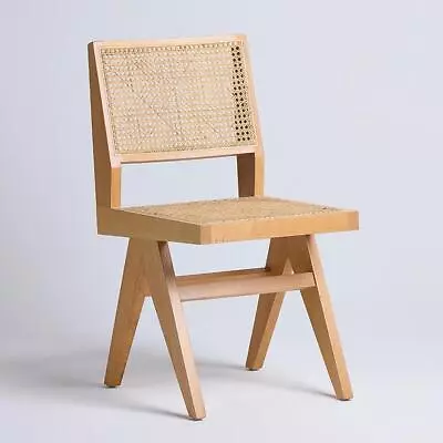 Scandi Dining Chair Natural Rattan Cane And Backrest Seat Natural Solid Frame • £190