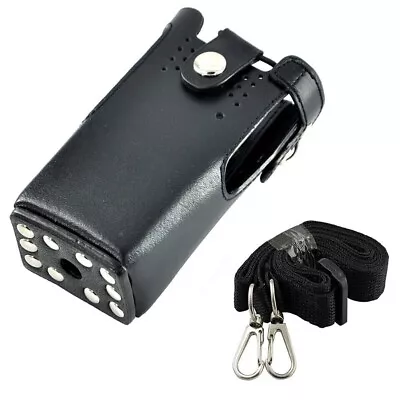 Hard Leather Case Carrying Holder Holster For Motorola Two Way Radio With Strap • $14.90