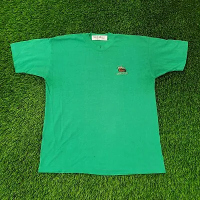 Vintage 90s Moosehead Chest-Logo Shirt M-Short 20x26 Faded Emerald Green USA • $30.80
