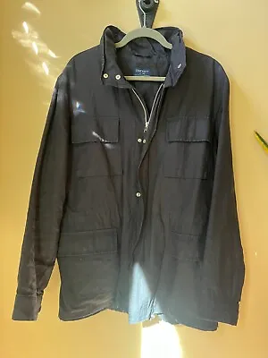 Hackett Waxed Linen Navy Field Jacket  Size Large • $60