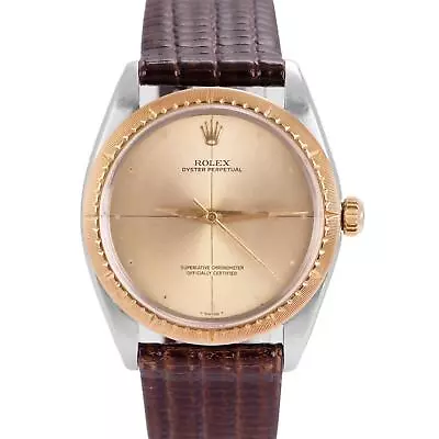 Vintage 1965 Rolex Oyster Perpetual Zephyr 34mm Two-Tone Champagne Watch 1008 • $2793.92