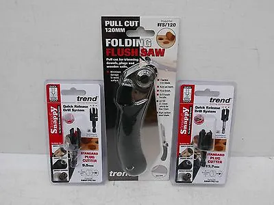 £54.89 • Buy Trend 120mm Folding Flush Cutting Saw Ffs/120 + 9.5mm & 12.7mm Plug Cutters