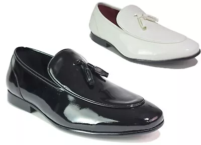 Mens Patent Shoes Casual Tassel Slip On Office Work Wedding Outdoor UK Size 6-11 • £19.99