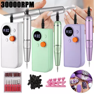 30000RPM Portable Nail Drill Rechargeable E File Machine Fits Manicure Pedicure • $46.99