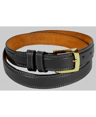 2703 Grain Belt For Gents Milano Leather 1” Belt Width Stitched Edging PU Print • £6.99