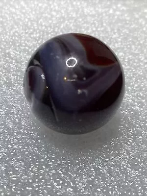 Vintage 15/16” Peltier Akro Agate Black Red Swirl Marble Shooter UV Reactive  • $17.99