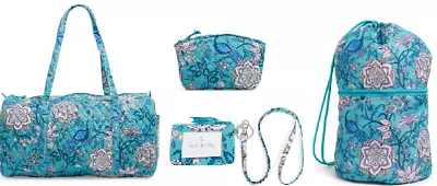 NEW Vera Bradley Peacock Lg Travel Duffel + Laundry Bag + ID & Lanyard + Lg Cos • $112.99