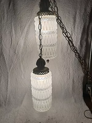 Vintage MCM Hanging Light Fixtures Each Light Is 16” Tall And Hangs 58”. • $150
