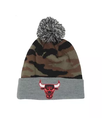 Mitchell & Ness Men Women Beanie Chicago Bulls Jacquard Gray Wood Camo Knit Hat • $24