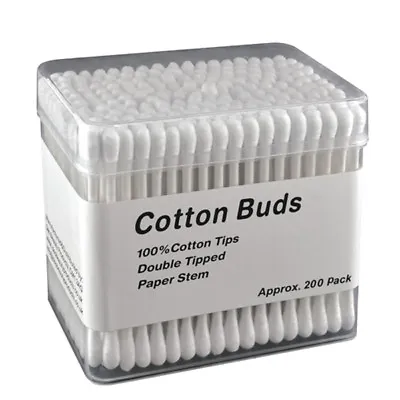 200 X Cotton Buds Paper Stem Make Up Ears Applicator Swabs Double Ended Tips  • £7.99