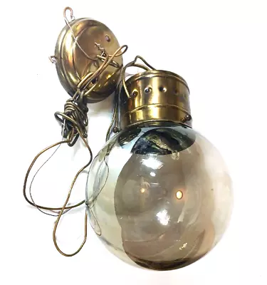 MCM Vintage Smoky Glass Ceiling Globe Ball Light Hanging Thomas Ind Moe • $68