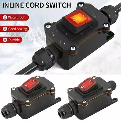 Inline Power Cord 110V-220V 12V-24V Marine Rocker Switch On Waterproof R5 E3Z6 • £8.11