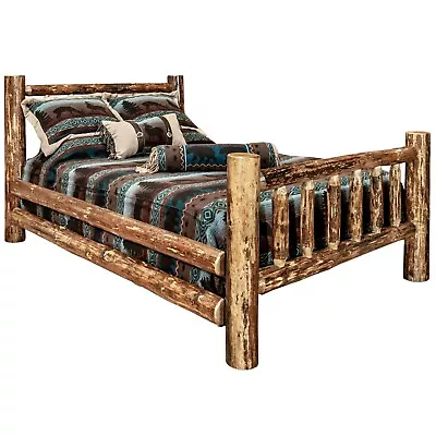 Rustic Log Bed KING Size Beds Amish Made In USA Lodge Cabin Style Furniture • $1301.07