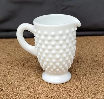 Vintage Creamer White Hobnail Milk Glass Footed Small Size 3.5  • $7