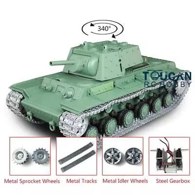 2.4G Henglong 1/16 Soviet KV-1 3878 RTR 7.0 RC Tank Metal Tracks Sprockets • $185.98