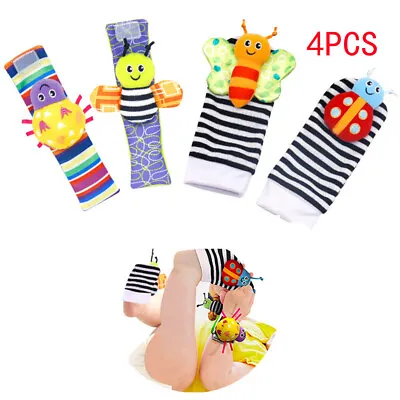 Newborn Baby Soft Rattles Handbells Hand Foot Socks Developmental Kids Toys Gift • £7.79