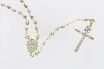$329.99 • Buy Religious Rosary Cross Beaded 18  Necklace 10k Multi-Tone Gold 6.37 Grams
