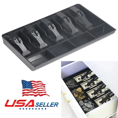 16  Cash Coin Register Money Drawer Storage Box With 5 Bill 4 Coin Tray Portable • $18.76