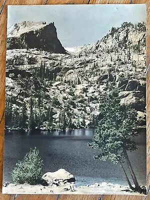 Large Vintage Hand Colored Photo At Rocky Mountain Nat Park Colorado 1930s • $35