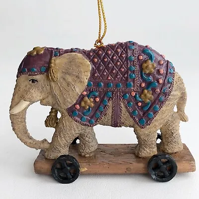 Vintage Elephant Circus Animal On Wheeled Cart Christmas Ornament • $18