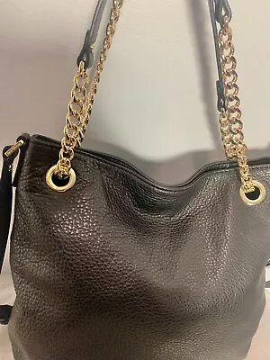 Michael Kors Jet Set Travel Medium  Gold Chain Tote Pebbled Leather /Mini Wallet • $58