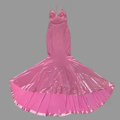 NORMA KAMALI Low Back Slip Mermaid Fishtail Gown Sz XS/34 Pink ST1233LM748966 • $95
