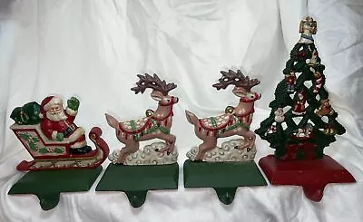 Midwest Imports Cannon Falls Cast Iron Santa & Reindeer-Tree Stocking Hangers-4 • $150