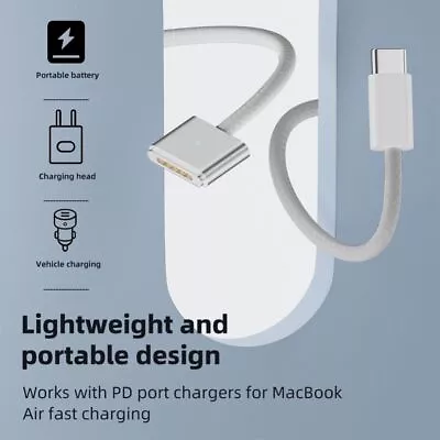 Converter USB Type C To Magsafe 3 Magnetic Charger Cord For MacBook Air/Pro • £9.78