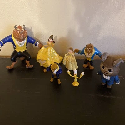 $6 • Buy Beauty And The Beast Figure Playset Disney PVC Toy Belle Lumiere Beast Cake Tops