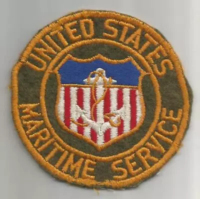 WW 2 United States Maritime Service 3-3/4  Wool Patch Inv# W362 • $44.95