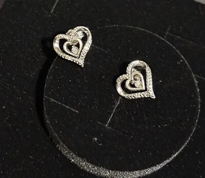 ZALES Jewelers Sterling Silver 925 Double Heart Shaped Earrings • $49