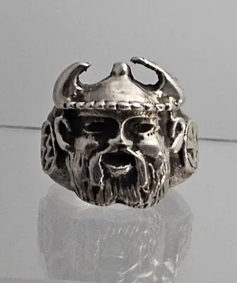 Samurai/viking Head Ring/warrior  Sterling Silver Size 11 Ring. Estate • $98.95