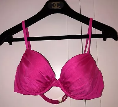 La Perla  Spaghetti Strap Ruched Bikini Top Hot Pink Size 10B • $9.99