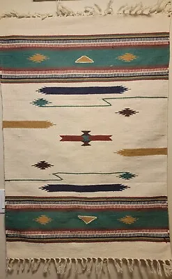 Lovely Antique Navajo Styled Southwestern Rug / Blanket Vibrant Pattern Throw • £122.86