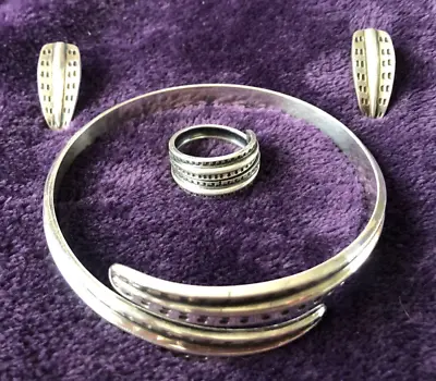 Vintage David-Andersen Viking Saga Sterling Silver Bracelet Earrings Ring Set • $284.95