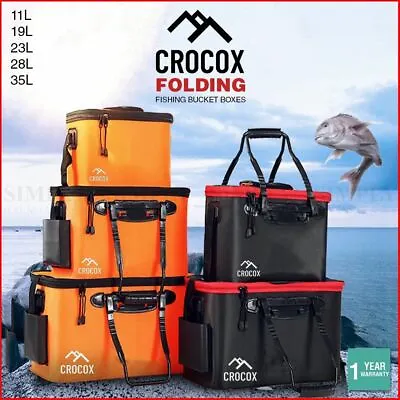 $32.99 • Buy Crocox Fishing Boxes Bucket Tackle Storage Plastic Live Bait Folding Small Large