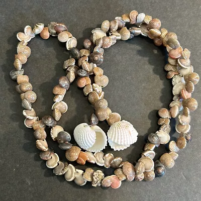 RARE Vintage Hawiian Umboniun Shell Lei Necklace 32” + 2” Clam Shell Pendant • $24.99