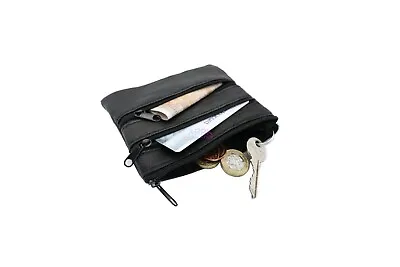 Men’s Women’s Leather Key Ring Pouch Zips Coin Holder Money Bag Wallet Purse  • £4.27