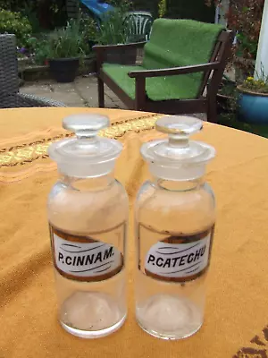 £10 • Buy Antique Chemist Medicine Bottles Matching Pair With  Glass Labels Circa 1930s.