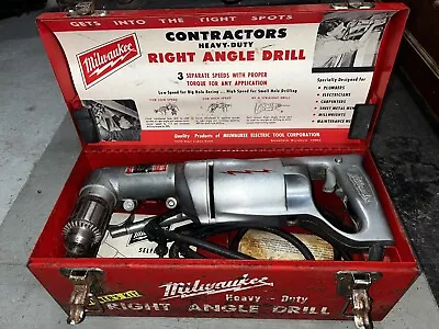 Vintage Milwaukee 1100-1 Heavy Duty 1/2 Inch Right Angle Drill Made In USA • $175