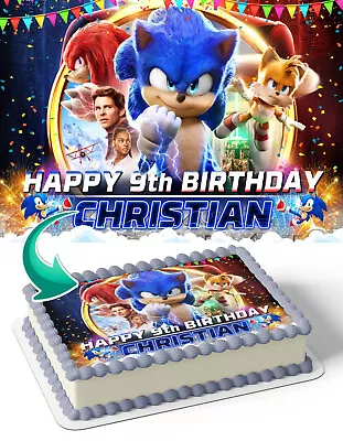 $24.99 • Buy Sonic The Hedgehog II 2022 Edible Cake Topper Party Decoration Edible Image